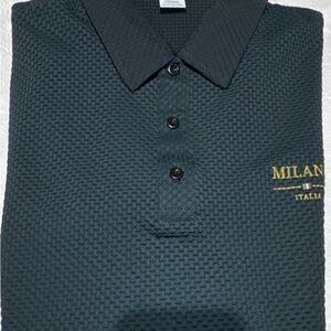Milano Waffle Knit Black Polo Shirt